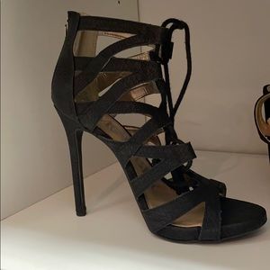 Black lace up heels